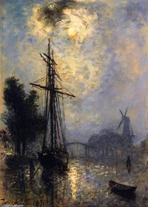 View Of The Port Of Overschie — Johan Barthold Jongkind
