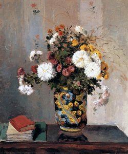 Crisantemos En Un Jarrón Chino — Camille Pissarro