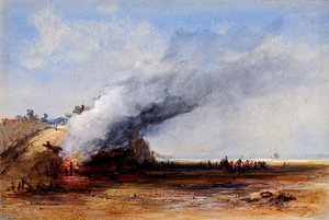Burning Of An Old Boat — James Francis Danby