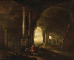 Grotto With Figures — Abraham Van Cuylenborch