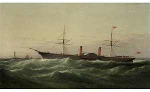 The Cunarder Scotia Outward Bound For New York And Passing The Tuskar Rock Off The South-eastern Tip Of Ireland — Samuel Walters