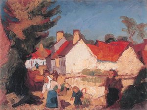 Scène De Village (recto), Scène De Moisson Avec Charrette (verso) — Zingg Jules Emile