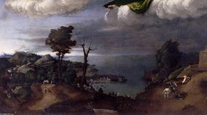 St Nicholas In Glory With Sts John The Baptist And Lucy (detail) — Lorenzo Lotto