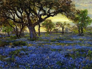 Old Live Oak Tree And Bluebonnets On The West Texas Military Grounds, San Antonio — Robert Julian Onderdonk