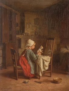 Young Girl With Kitten — André Henri Dargelas