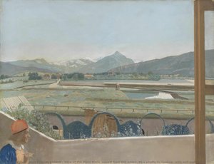 View Of The Mont Blanc Massif From The Artist's Studio In Geneva, With Self-portrait — Jean-étienne Liotard
