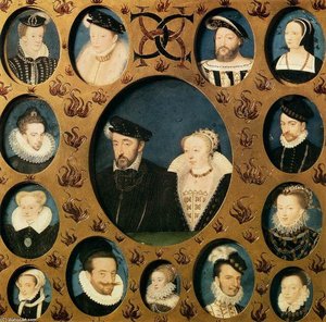 Henri Ii Of Valois And Caterina De' Medici, Surrounded By Members Of Their Family — François Clouet
