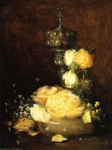 Silver Chalice With Roses — Julian Alden Weir