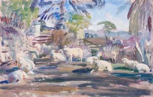 Studie Av Exmoor Får — Alfred Munnings