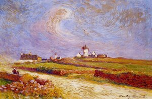 Countryside With Windmill, Near Batz — Ferdinand Du Puigaudeau