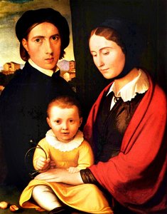 Artist's Self-portrait With Wife And Son Alfons — Johann Friedrich Overbeck