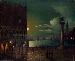 St. Mark's Square In Venice In The Moonlight — Ippolito Caffi