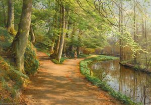 Children By A Stream — Peder Mørk Mønsted