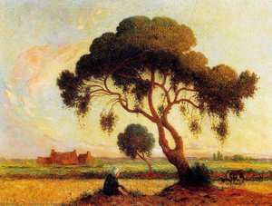 Breton Woman Seated Under A Large Tree — Ferdinand Du Puigaudeau
