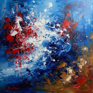 Celestial Fracture: A Singular Explosion Of Ultramarine, Crimson, And Radiant Light — Laurent Lefèvre