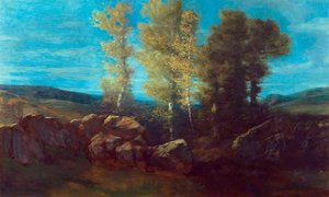 Landscape With A Stream And Hills — Alphonse Legros