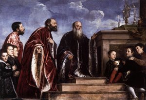 La Familia Vendramin Venerando Una Reliquia De La Vera Cruz — Tiziano