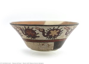 Bowl With Nasca Heron Designs — Nasca Artisan