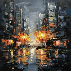 Luminous Urban Monolith: A Sculptural Study Of Midnight Amber And Charcoal Shadows — Christian Noiret