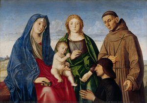 Madonna And Child With A Holy Female Martyr, Saint Francis Of Assisi And The Donor — Vincenzo Catena