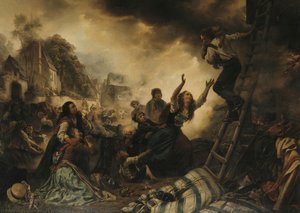 The Village On Fire — Karl Wilhelm Hübner