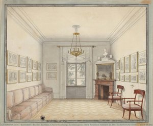 Berlino: Castello Di Charlottenburg, Parco Del Castello, Nuovo Padiglione (noto Come 'padiglione Schinkel'). Veduta Della Stanza Bianca Come Modello Di Design Per Le Stanze Del Piano Superiore — Karl Friedrich Schinkel