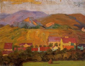 Village With Mountains — Egon Schiele
