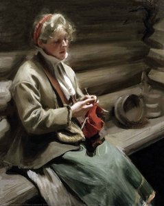 Girl From Dalecarlia Knitting. Cabbage Margit — Anders Leonard Zorn