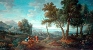 Classical Landscape With A Man Standing — Jan Frans Van Bloemen