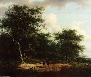 Two Figures In A Summer Landscape — Andreas Schelfhout