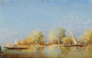 Gondolas Near The French Gardens, Venice — Felix Francois Georges Philbert Ziem