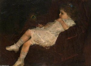 Girl With A Peacock Feather — Jacob Henricus Maris