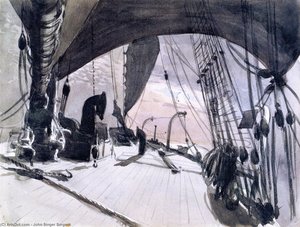 Deck Of A Ship In Moonlight - Loď Pod Měsíčníkem — John Singer Sargent