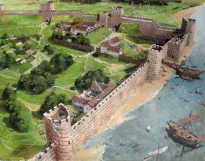 Reconstructed View Showing Origins Of The Tower At The South East Corner Of Roman London, 400 Ad — Ivan Lapper
