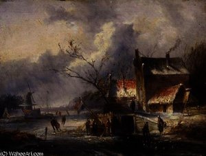 A Winter Landscape With Skaters — Jan Evert Morel