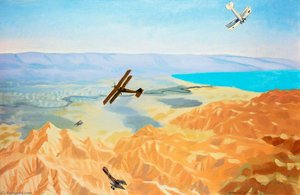 Study For 'the Dead Sea An Enemy Aeroplane Over The Dead Sea, Palestine' — Sydney William Carline