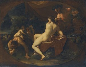 A Maenad Attended By Satyrs And Putti In A Landscape — Domenico Maria Canuti