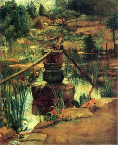 The Fountain In Our Garden At Nikko — John La Farge