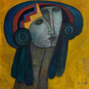 Eagle And Jaguar Warriors (green Faces) — Marj Bond