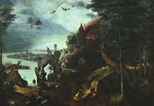 Peisaj Cu Ispitirea Sfântului Antoniu — Pieter Bruegel Cel Bătrân