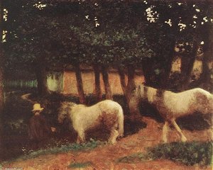 Evening Mood With Horses — Károly Ferenczy