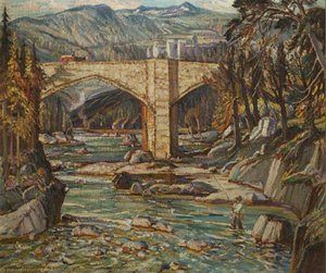 Fisherman, Upland Landscape With Bridge (1) — Tom Anderton