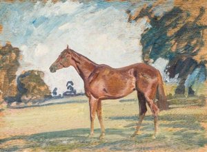 A Chestnut Horse In A Landscape — Sir Alfred James Munnings