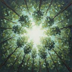 Radiant Canopy Convergence: A Meditative Study In Emerald Light And Ethereal Shadows — Laurent Fontaine
