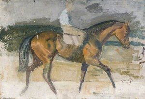 Estudio De Un Caballo Corredor Con Un Joven Ayudante — Sir Alfred James Munnings