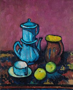 Still Life With Coffee Set And Apples — Alexander Kanoldt