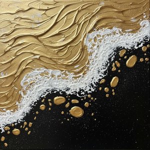 Vergoldete Turbulenz: Ein Monumentaler Aufbruch Aus Geschmolzenem Gold Und Mitternachtsvakuum