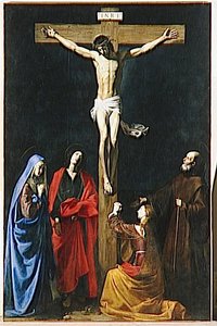 Le Christ En Croix, La Vierge, La Madeleine, Saint Jean Et Saint Vincent De Paul — Nicolas Tournier