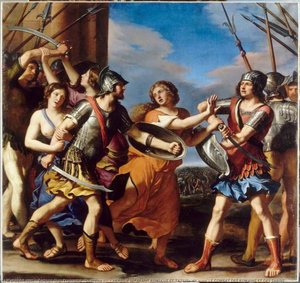 Hersilie Separant Romulus Et Tatius, Dit Aussi Le Combat Des Romains Et Des Sabins — Barbieri Gian Francesco (guercino Il)