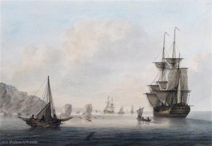 Shipping Becalmed Off The Needles, Isle Of Wight , (1987) — Samuel Atkins